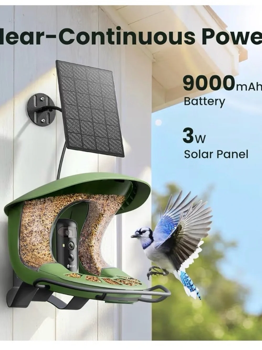 Birdfy Smart 2K Bird Feeder Camera in Olive Green